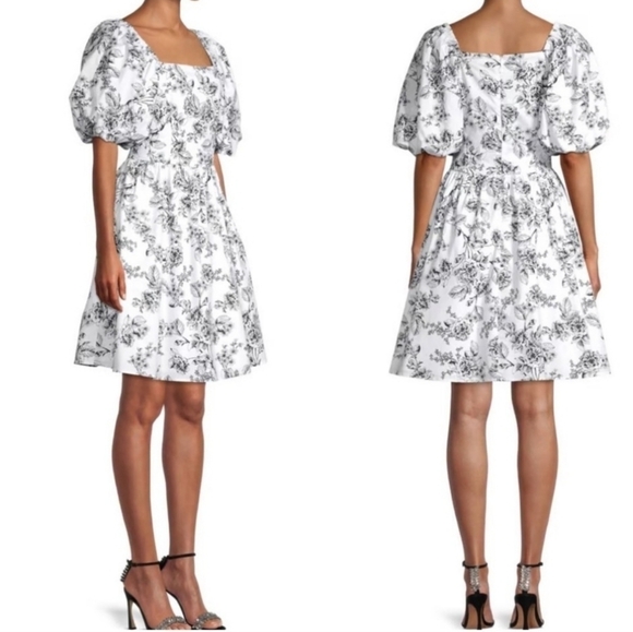 RACHEL Parcell Puffed Sleeve  Floral Mini Dress - Picture 1 of 17